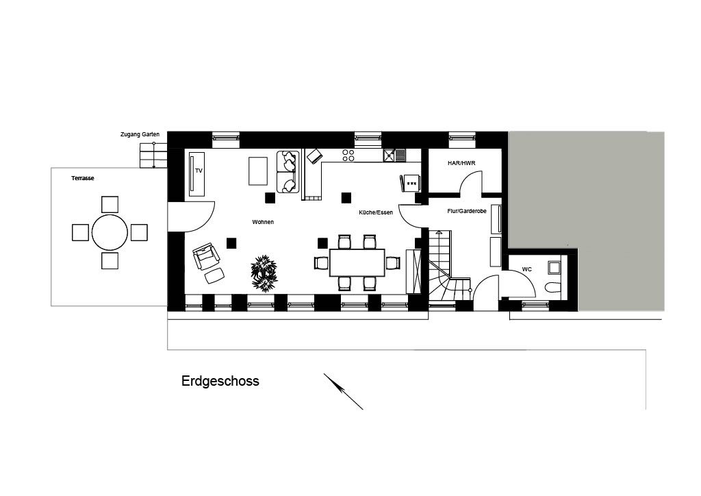 Erdgeschoss Grundriss - Ferienhaus Pathe