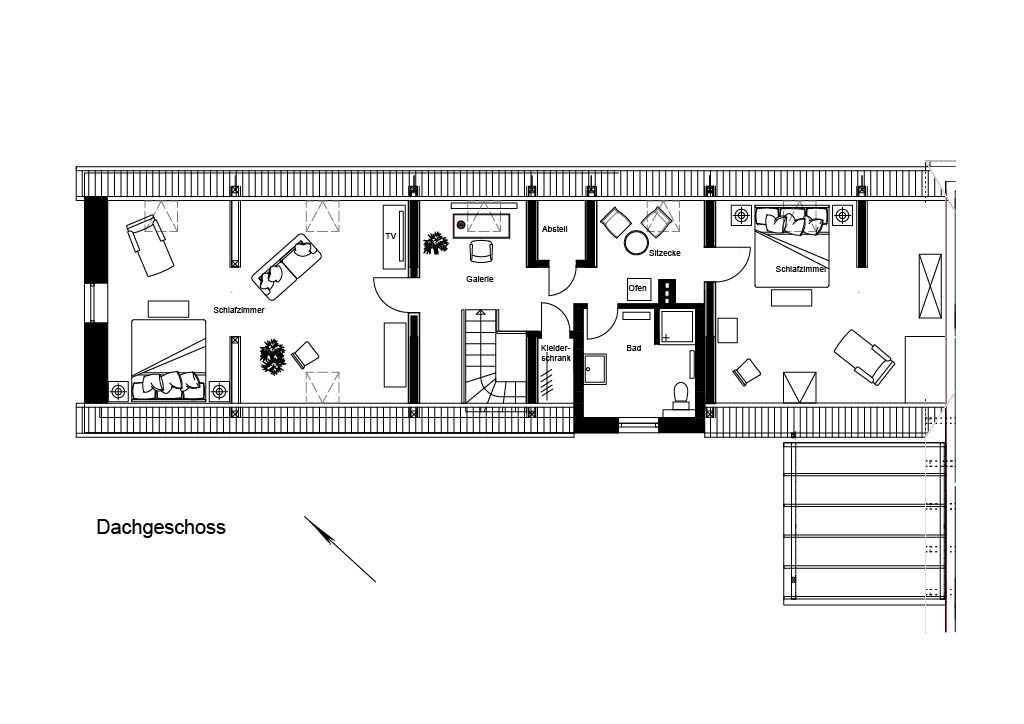 Obergeschoss Grundriss - Ferienhaus Pathe